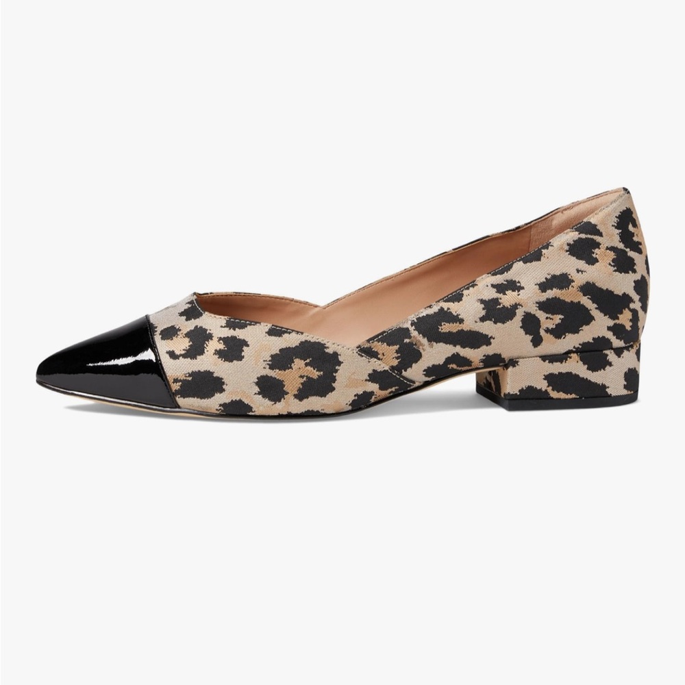 Cole Haan Size 7 Vanessa Leopard Print Women's Shoes with Black Patent Toe